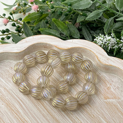 Clear Iridescent with Gold Fluted Bracelet