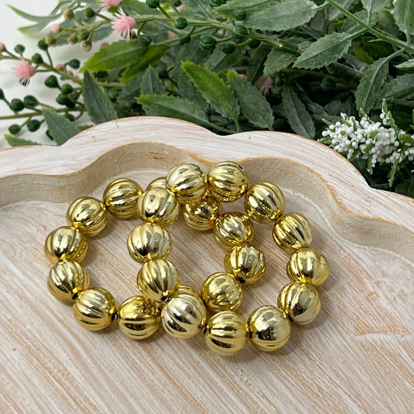 Gold Metallic Fluted Bracelet