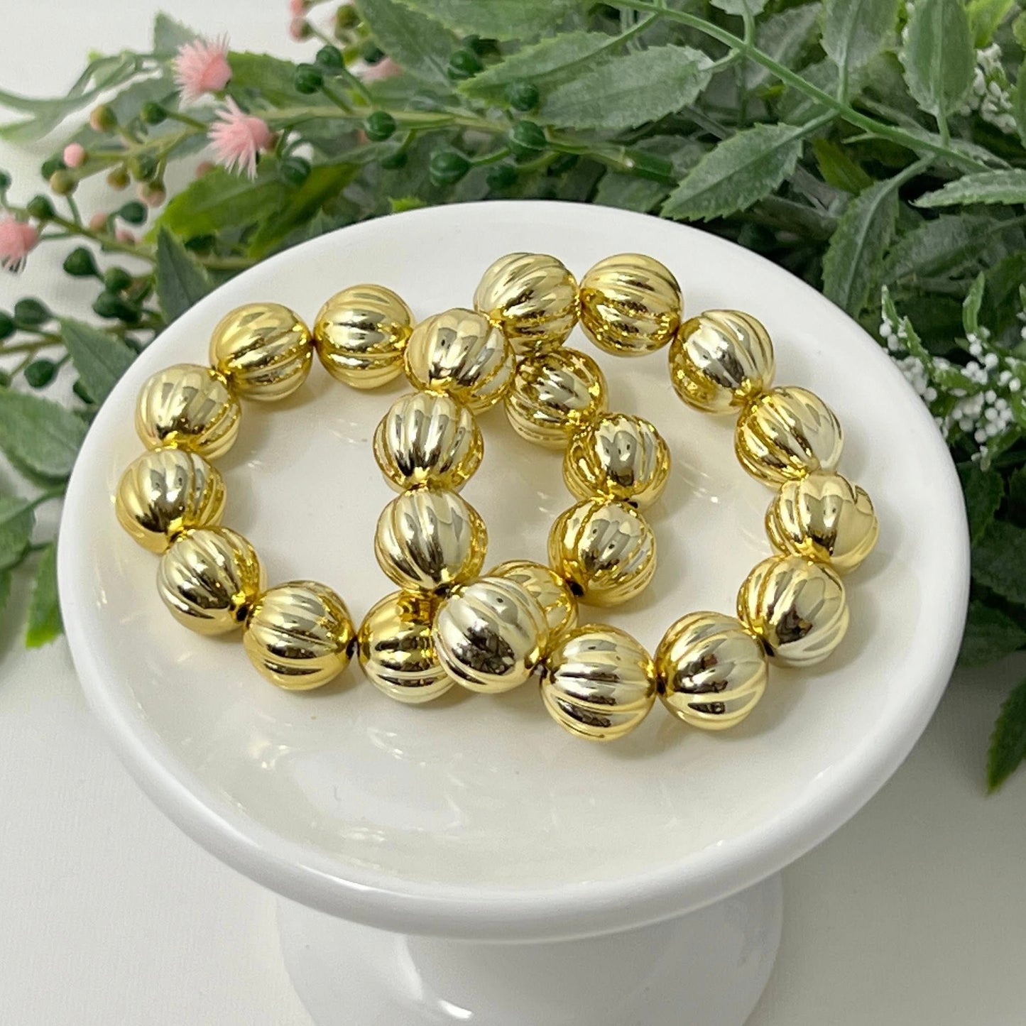 Gold Metallic Fluted Bracelet
