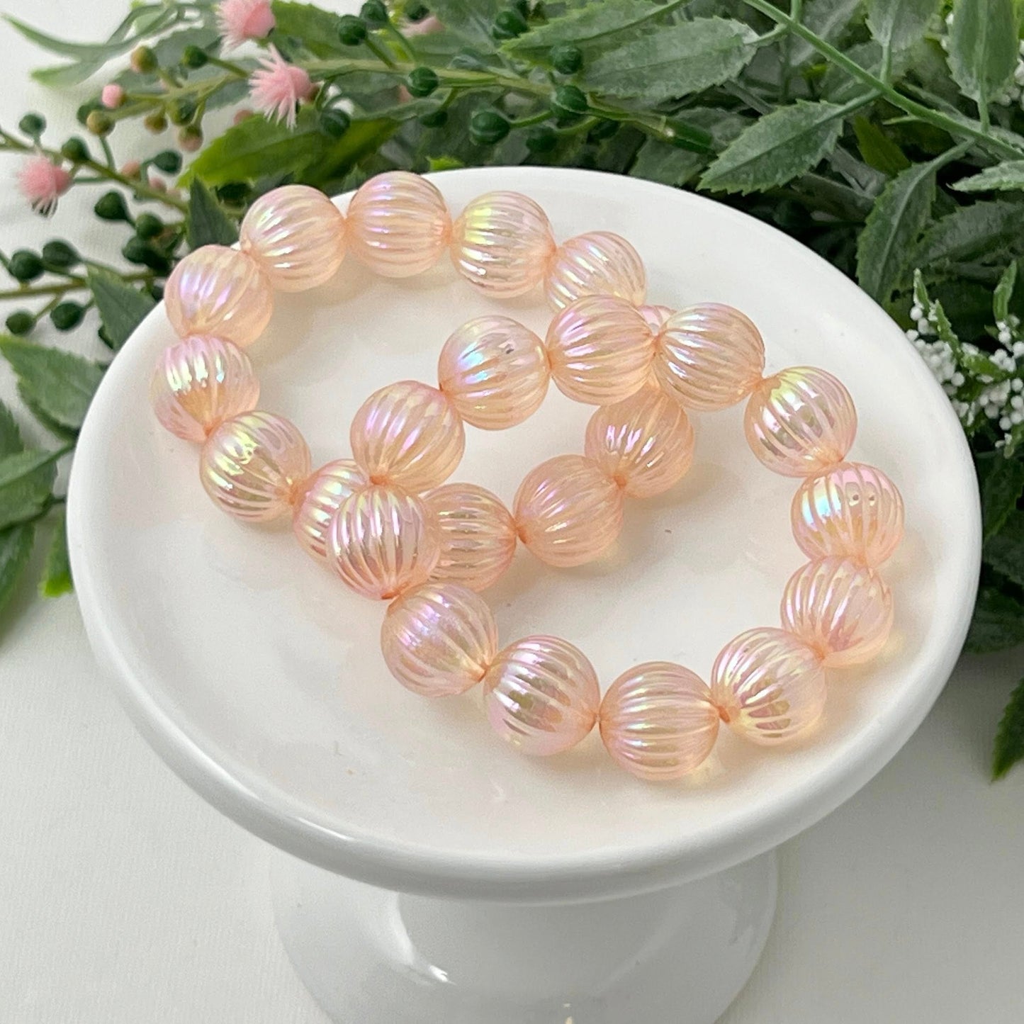 Peach Fluted Iridescent Bracelet