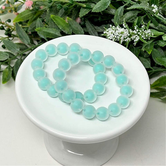 10mm Mint Green Matte in Clear Frost Bracelet