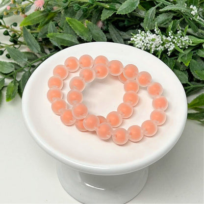 10mm Peach Matte in Clear Frost Bracelet