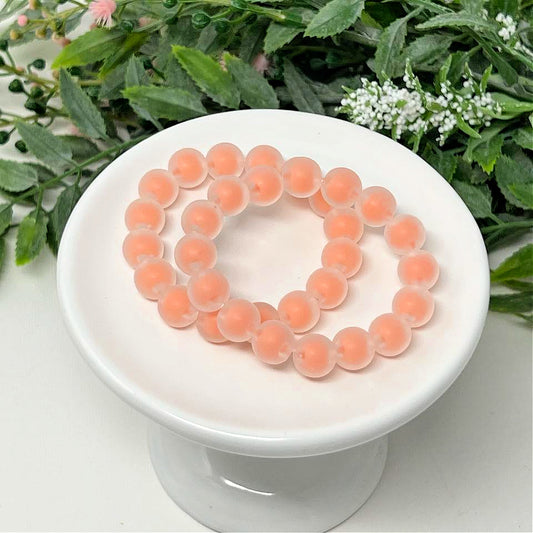 10mm Peach Matte in Clear Frost Bracelet