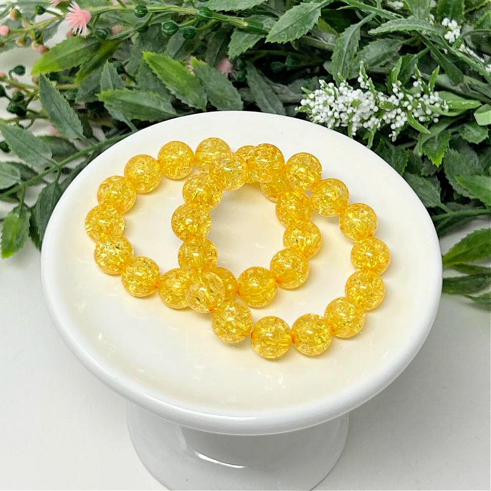 10mm Yellow Crackle Bracelet