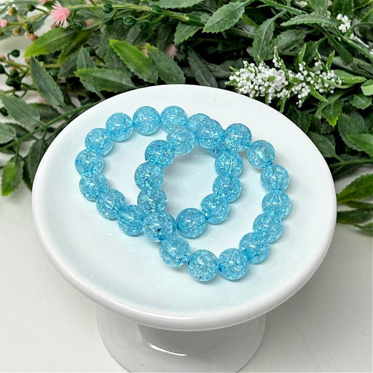10mm Light Blue Crackle Bracelet