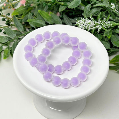 10mm Light Purple Matte in Clear Frost Bracelet