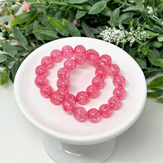 10mm Hot Pink Crackle Bracelet