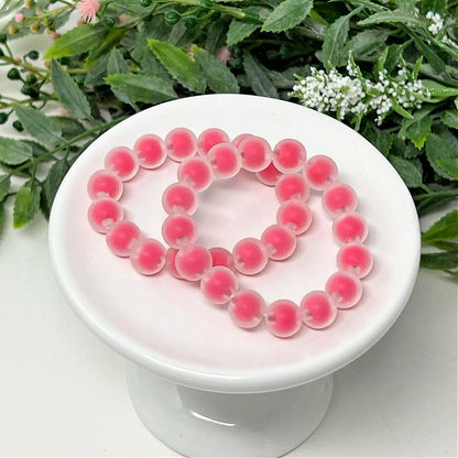 10mm Hot Pink Matte in Clear Frost Bracelet