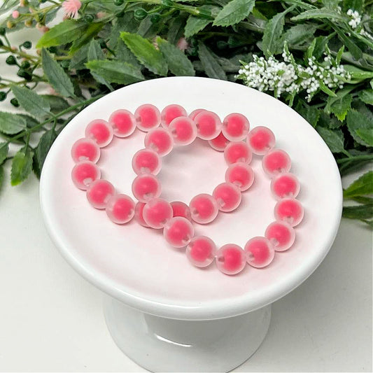 10mm Hot Pink Matte in Clear Frost Bracelet