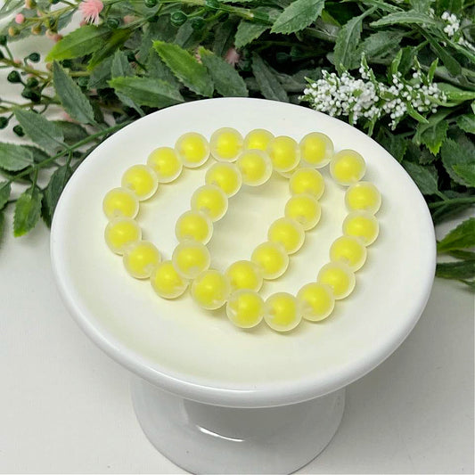 10mm Yellow Matte in Clear Frost Bracelet