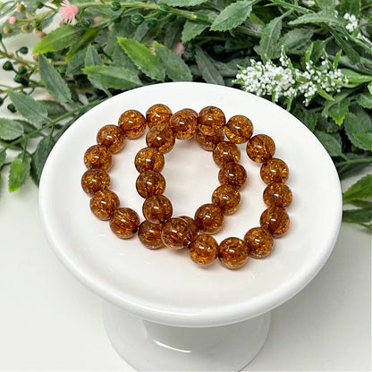 10mm Brown Crackle Bracelet