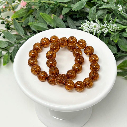 10mm Brown Crackle Bracelet