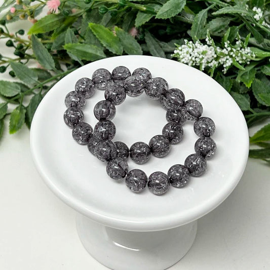 10mm Grey/Black Crackle Bracelet