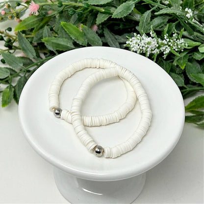 White Heishi Bead Bracelet