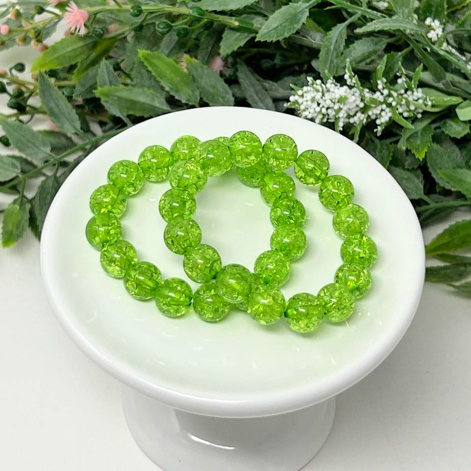10mm Light Green Crackle Bracelet