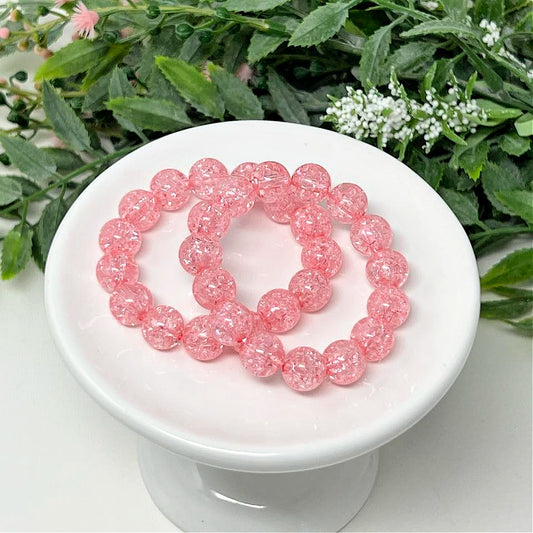 10mm Light Pink Crackle Bracelet