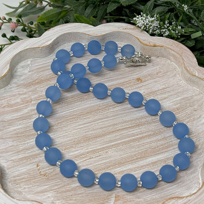 Light Blue Frost Bitty Bead Necklace