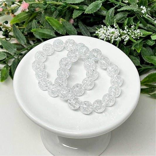 10mm White Crackle Bracelet