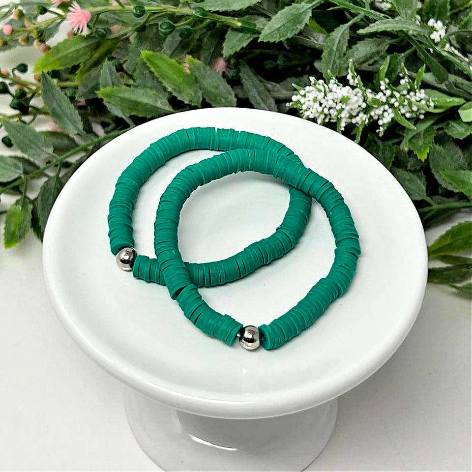 Green Ivy Heishi Bead Bracelet
