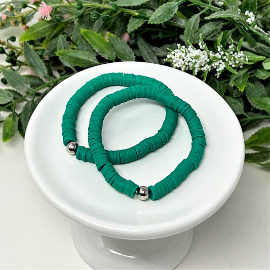 Green Ivy Heishi Bead Bracelet