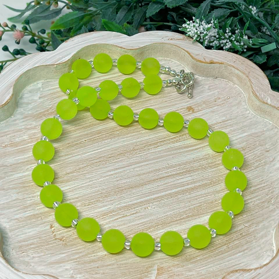Light Green Frost Bitty Bead Necklace