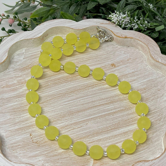 Yellow Frost Bitty Bead Necklace