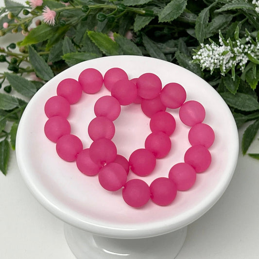 12mm Bright Pink Frost Bracelet