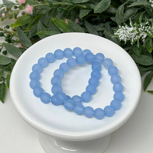 8mm Light Blue Frost Bracelet