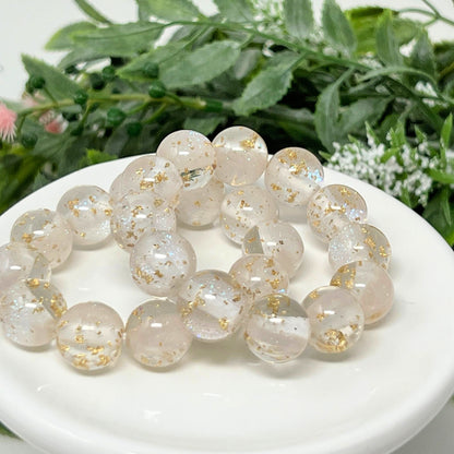 12mm White with Gold Flake Bracelet
