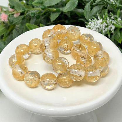 12mm Champagne with Gold Flake Bracelet