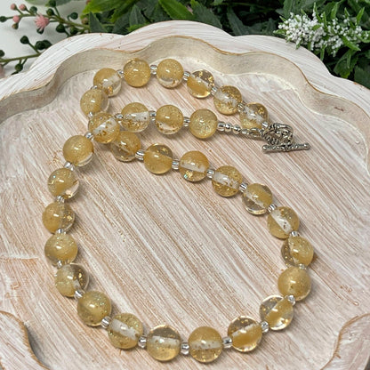 Champagne with Gold Flake Bitty Bead Necklace