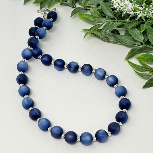 Deep Tide Blue Bitty Bead Necklace
