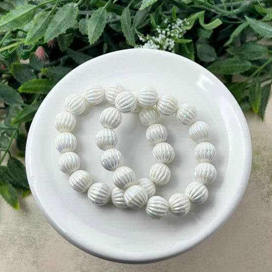 White Fluted Stretch Bracelet