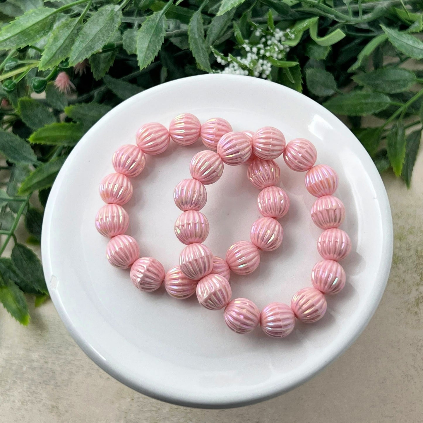 Petal Pink Fluted Stretch Bracelet