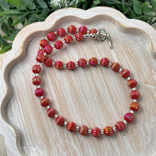 Cherry Sparkle Fluted Necklace