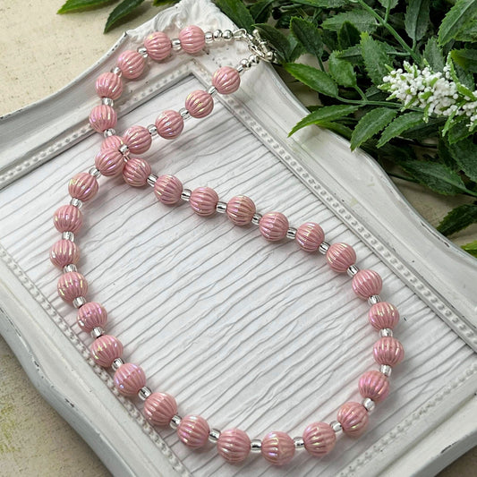 Petal Pink Fluted Necklace