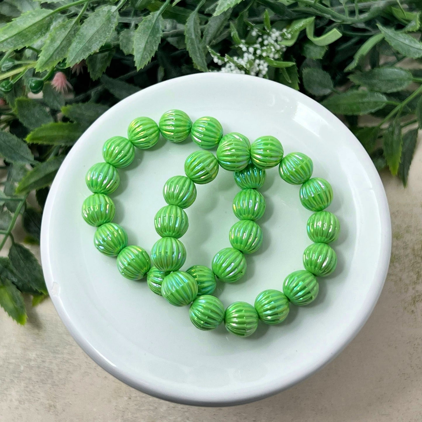 Minty Meadow Fluted Stretch Bracelet