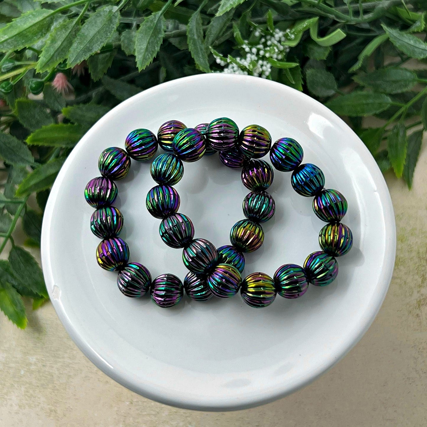 Midnight Shine Fluted Stretch Bracelet