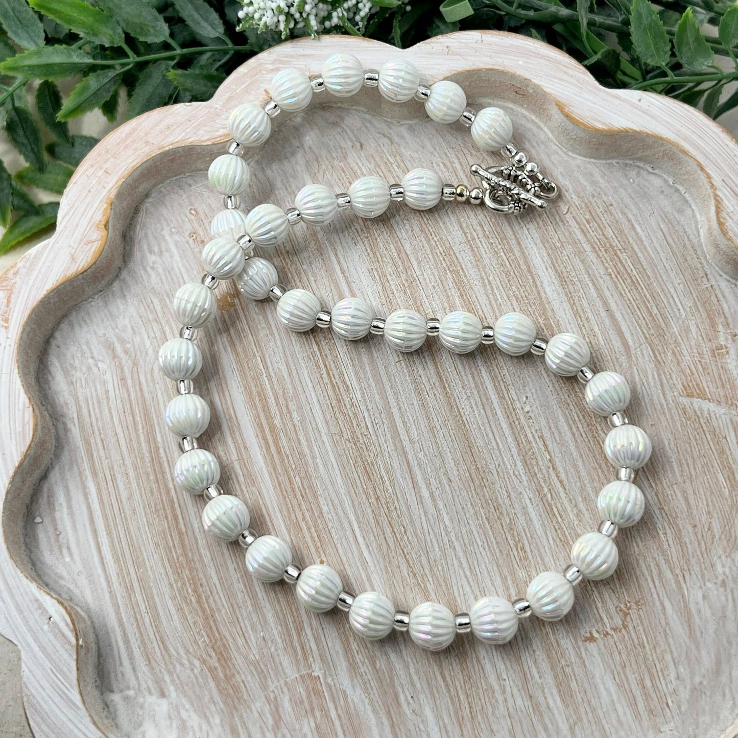 White Fluted Necklace