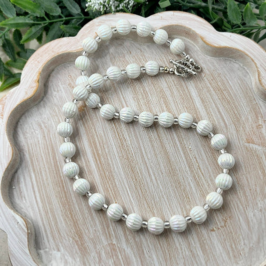 White Fluted Necklace
