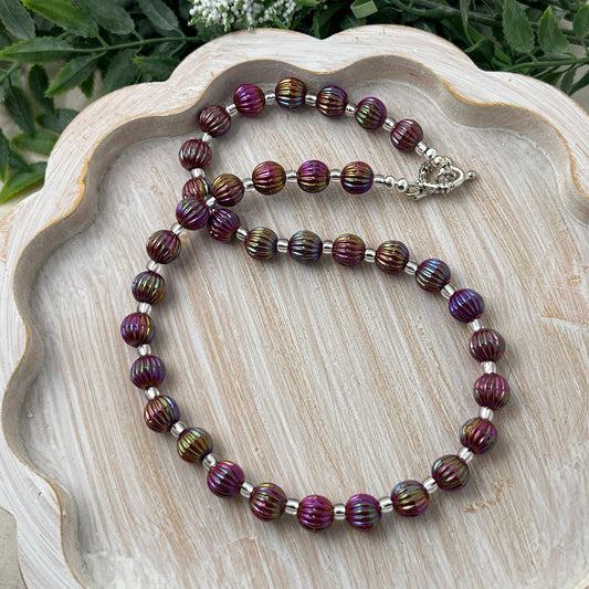 Crimson Jewel Fluted Necklace