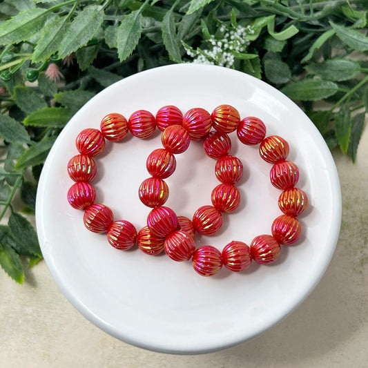 Cherry Sparkle Fluted Stretch Bracelet