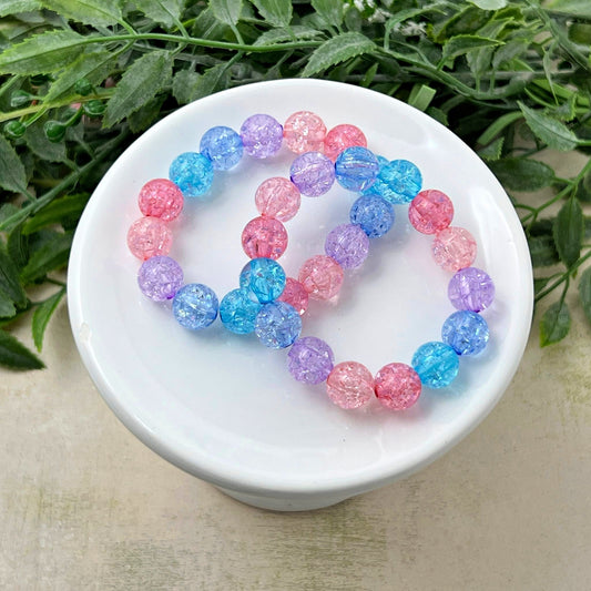 10mm Cotton Candy Crackle Bracelet