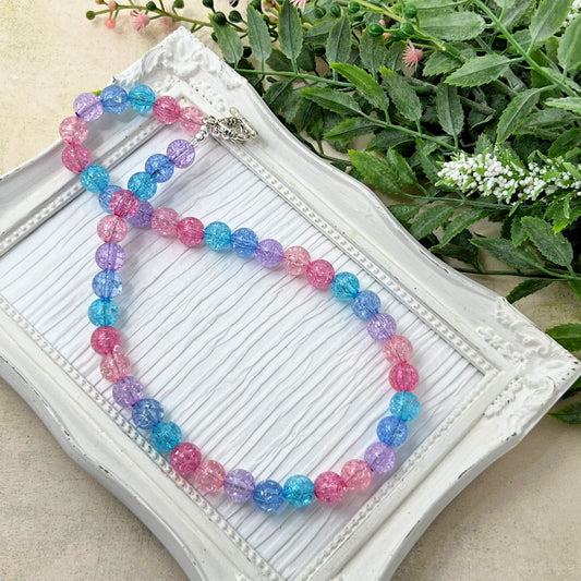 10mm Cotton Candy Crackle Necklace