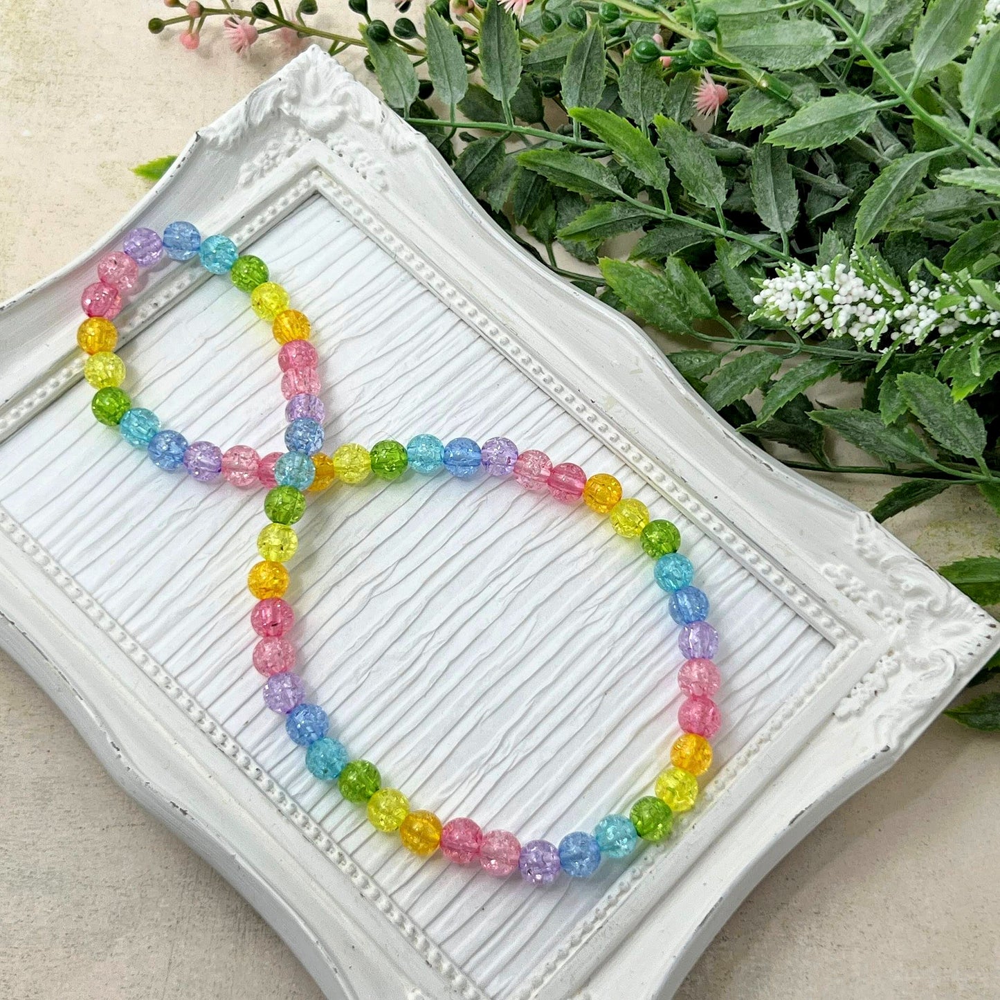 Rainbow Crackle Stretch Necklace