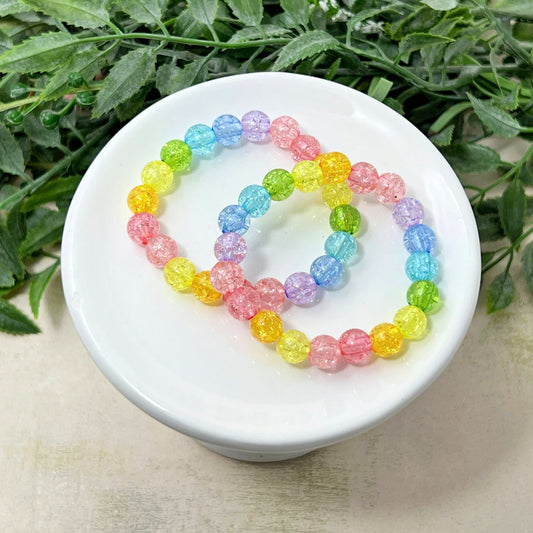 8mm Rainbow Crackle Bracelet