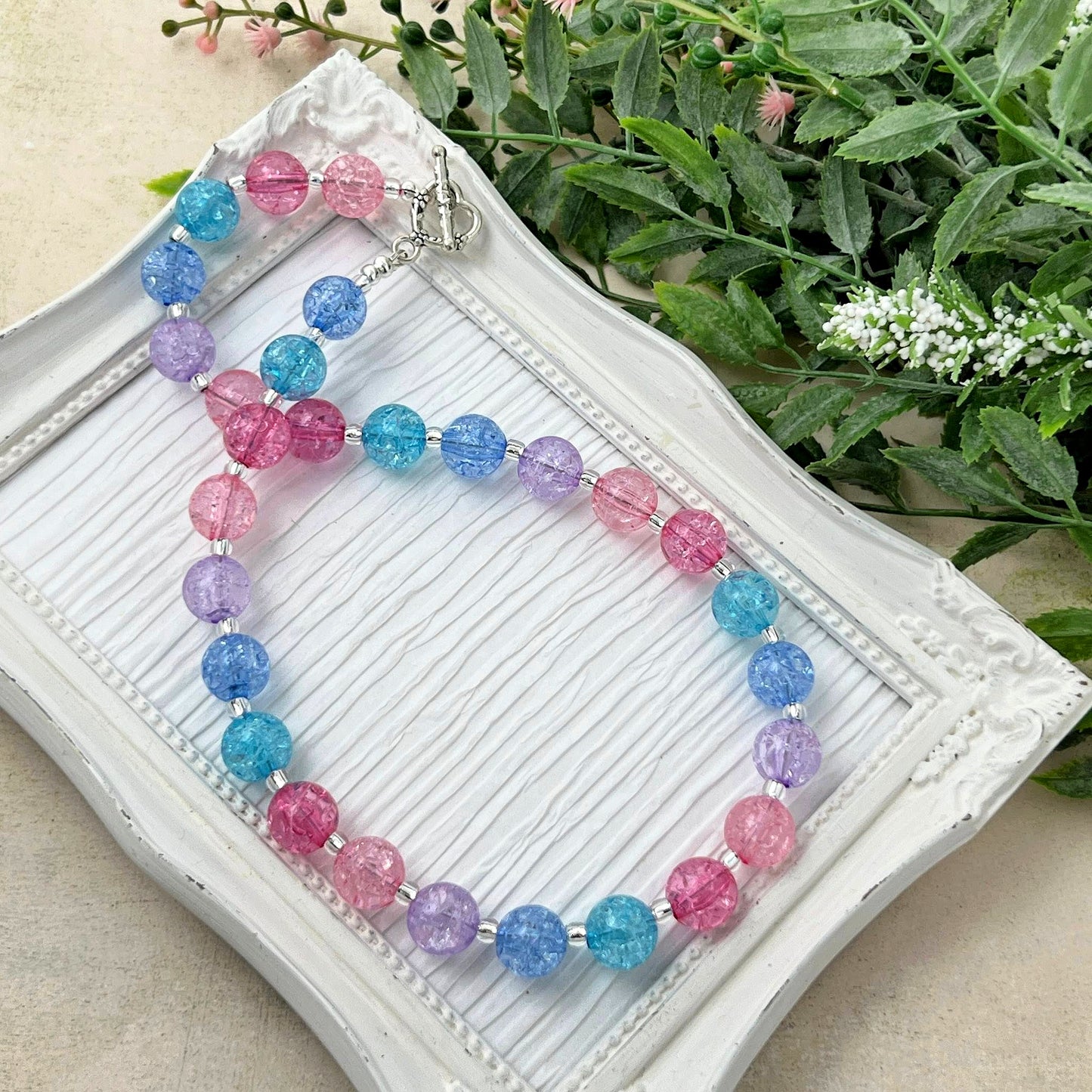 Cotton Candy Crackle Bitty Bead Necklace