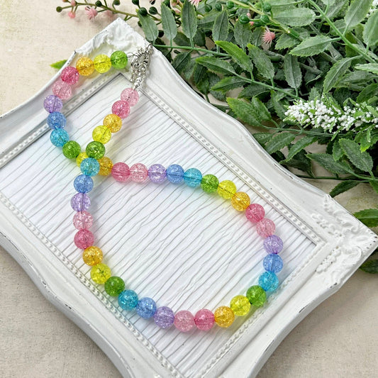 10mm Rainbow Crackle Necklace