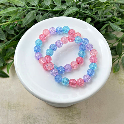 8mm Cotton Candy Crackle Bracelet