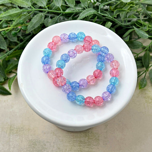 8mm Cotton Candy Crackle Bracelet